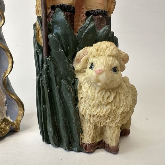 Mary, Joseph, Baby Jesus Christmas Plastic Figurines Set of 2 Slender Religious - Picture 10 of 13